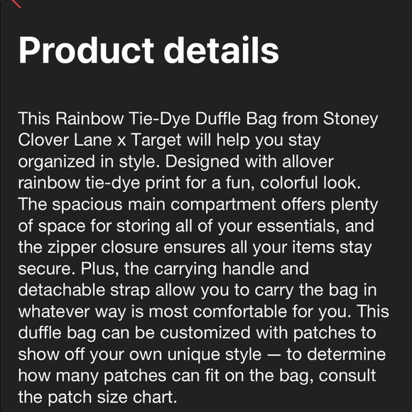 NWT Stoney Clover Lane x Target Rainbow Tie-Dye Duffel Bag - Picture 4 of 5